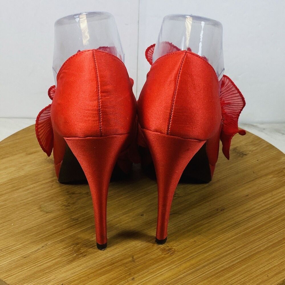Bakers Red Stilettos Peep Toe Size 8.5M - Picture 4 of 6